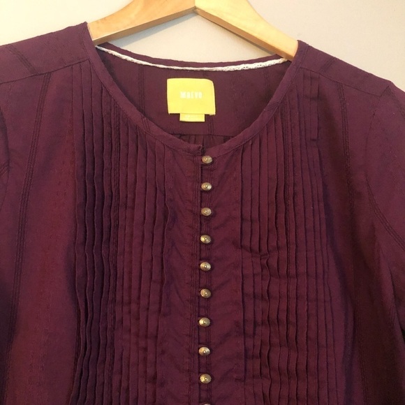 Anthropologie Maeve Burgandy Button Up Shirt Size Small - Picture 5 of 12
